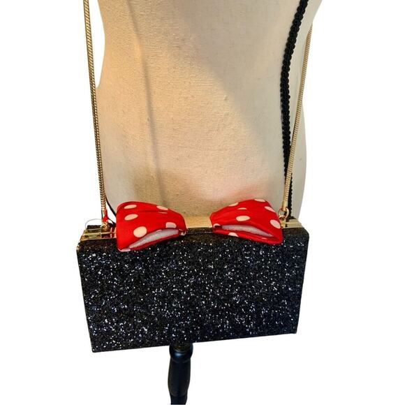 Kate Spade Minnie Mouse Black Glitter Bow Bag - Picture 10 of 10